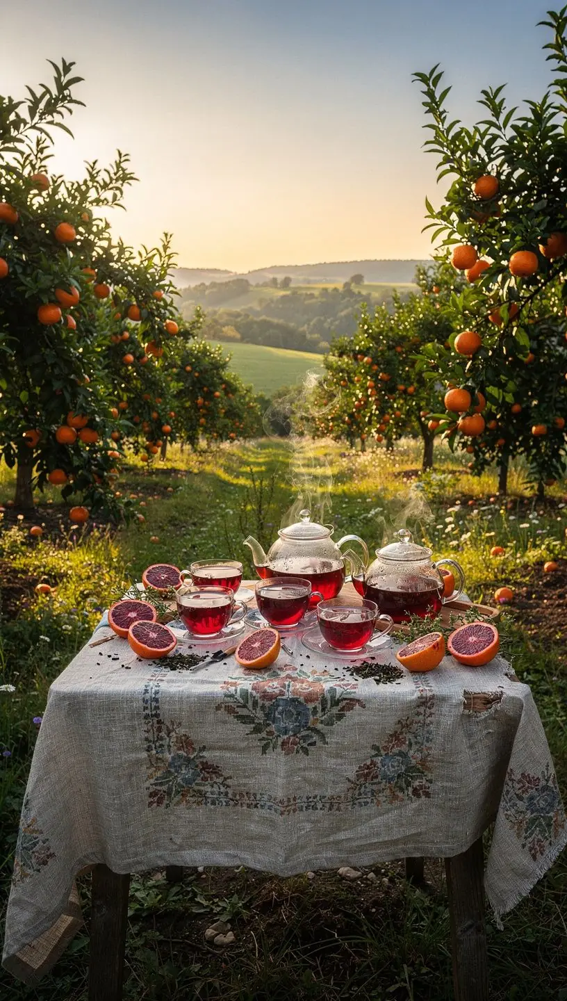 Kraujo apelsinų širdies arbata su rubino antioksidantais.