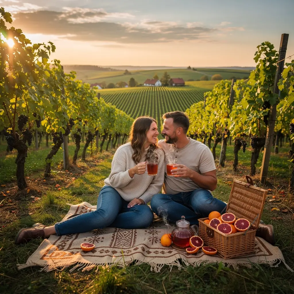 Dėlionė iš rudojo cukraus ir kraujinio apelsino, pabrėžianti natūralius ingredientus.