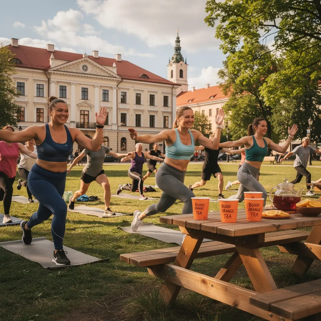 Kruvinojo apelsino arbatos paruošimo procesas su vandeniu ir cukrumi.